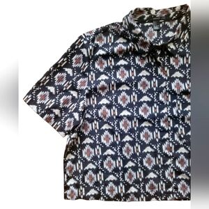 Western Print Cropped Button Down Shirt